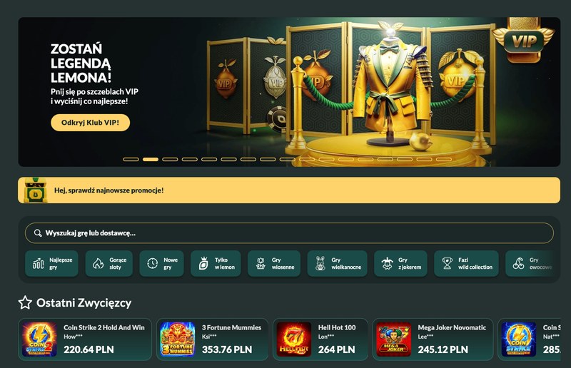 Oficjalna strona internetowa Lemon Casino Poland